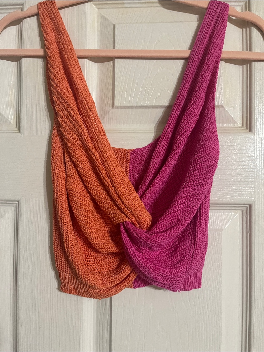 SHEIN Orange and Pink Twist Front Knit Tank